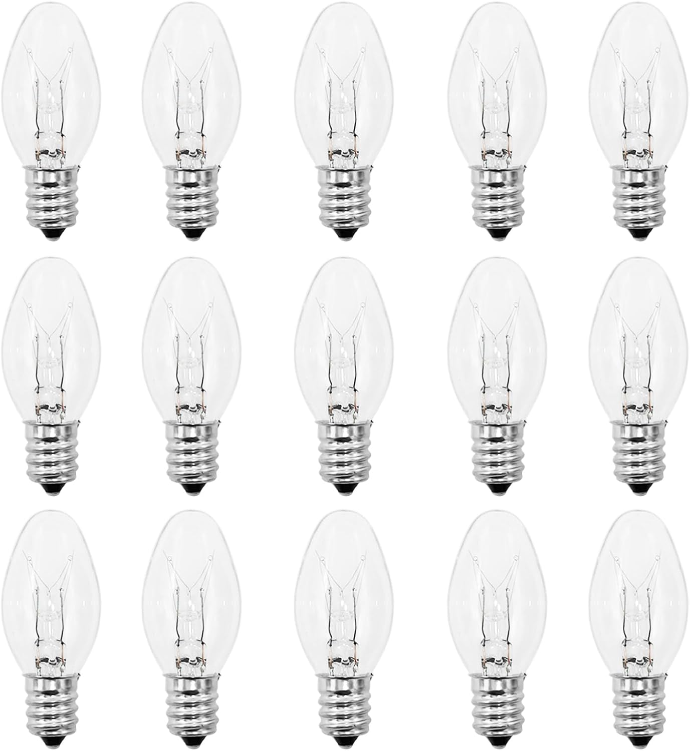 Scentsy Light Bulbs -15 Pack 15 Watt Light Bulbs for Scentsy Wax Warmer- C7 E12 Base Salt Lamp Bulbs ,120V Warm White Candle Warmer Lamp Bulb - Heat Lamp Bulb Replacement for Plug-In Wax Diffusers