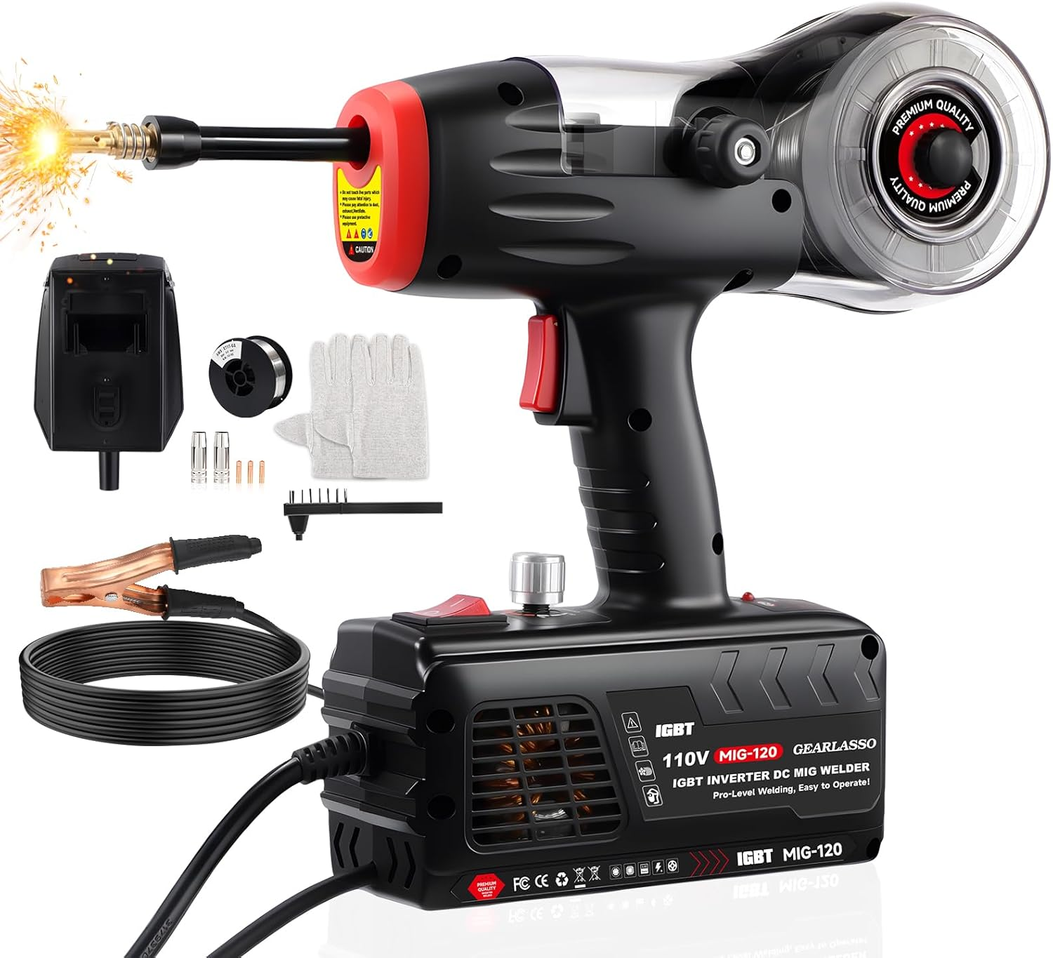 Handheld MIG Welder Machine 110V, 20-120A Flux Core Portable Welding Machine Portable Flux MIG Welding Machine Gasless MIG Welding Equipment