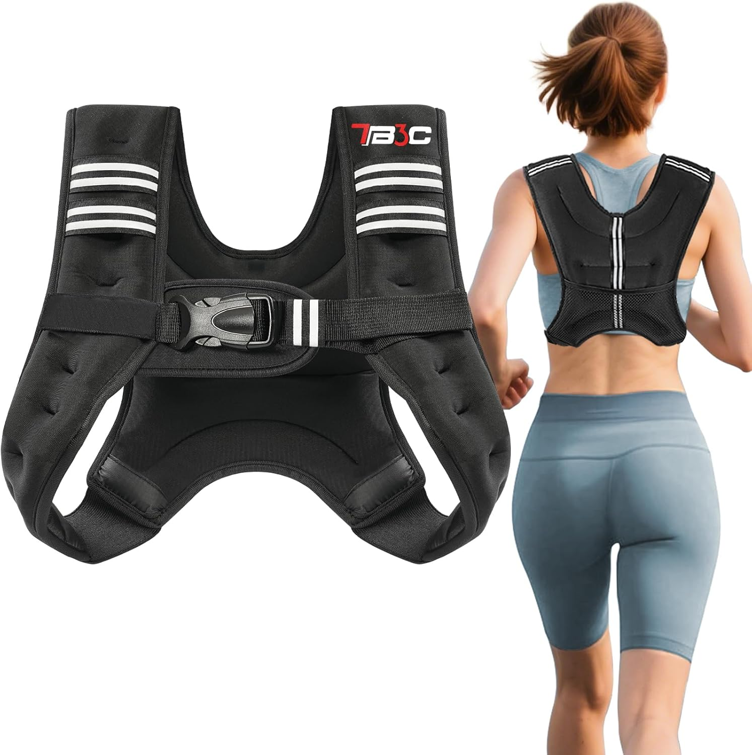 Weighted Vest Woman Men, 6/8/12/16/20/25/30LB Weight Vest for Walking Jogging Workout, Running Vest with Reflective Stripe for Fitness Weight Loss Strength Training