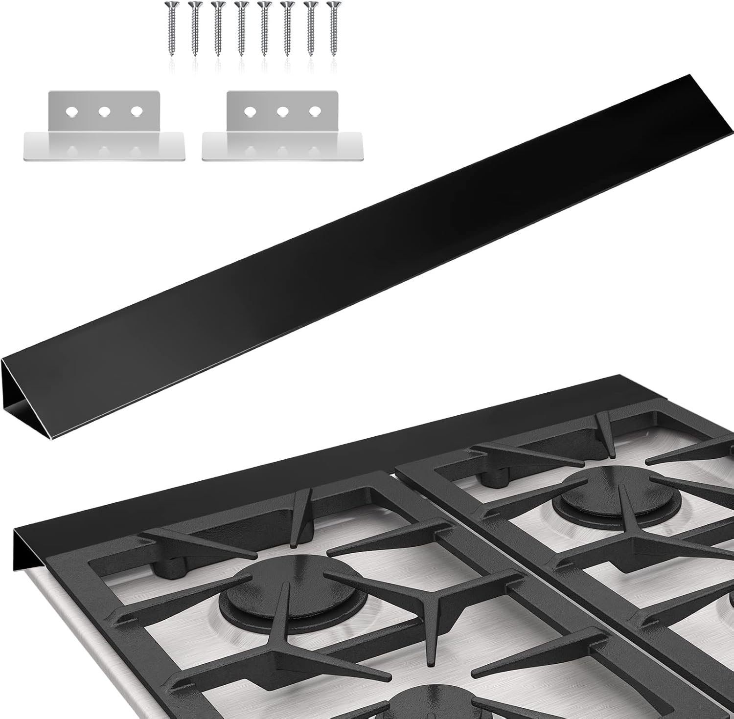 Amylove 30 Inch Large Stove Gap Cover, Slide in Range Rear Filler Kit Stove Gap Filler Cooktop Trim Kit Top Trim Kit between Stove and Wall Aluminum Range Accessories with Screws Install Tool(1 Set)