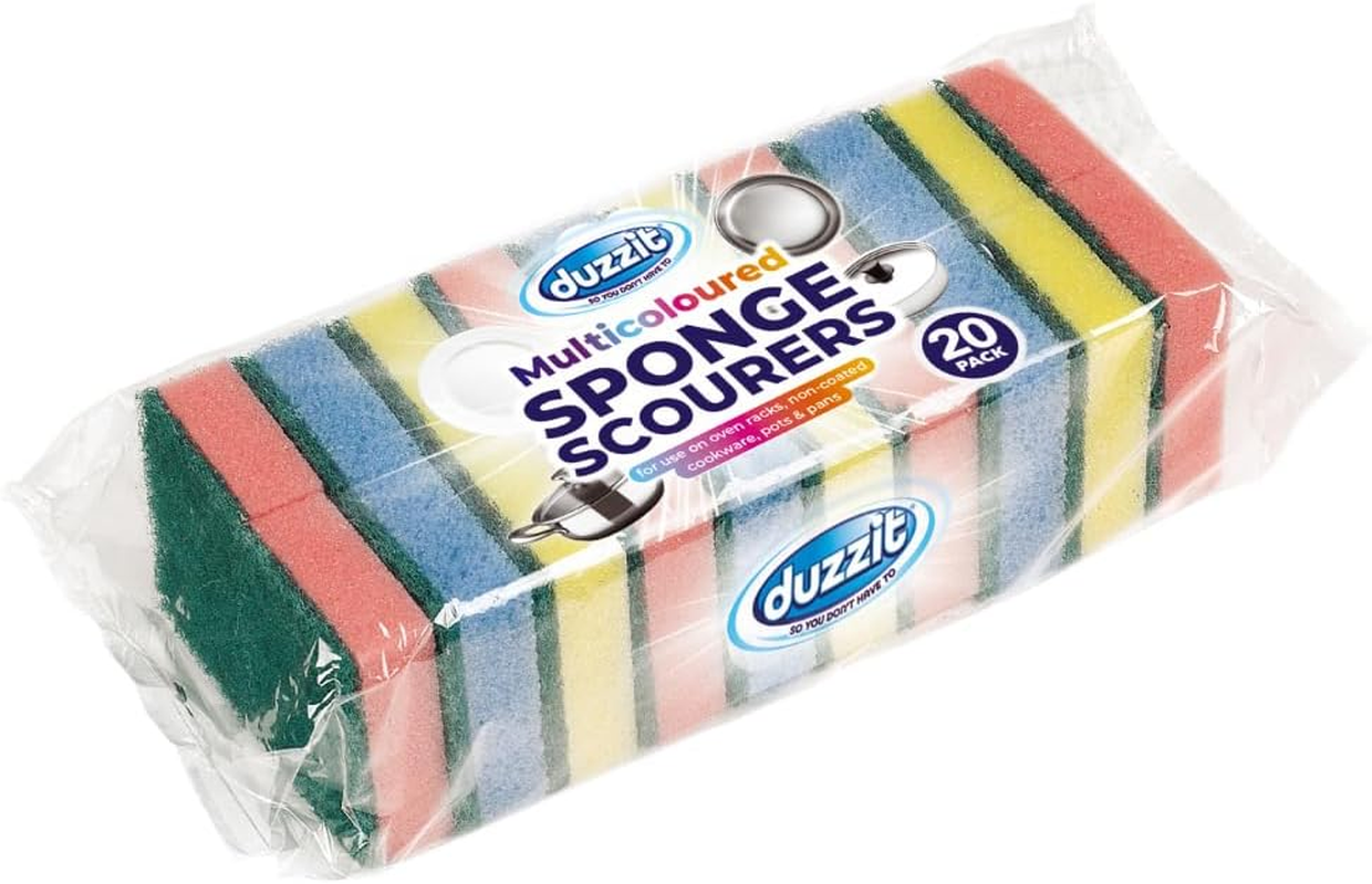 SPONGE SCOURERS WASHING UP KITCHEN DISH SCOURING PADS CLEANING SUPPLIES 20 PACK