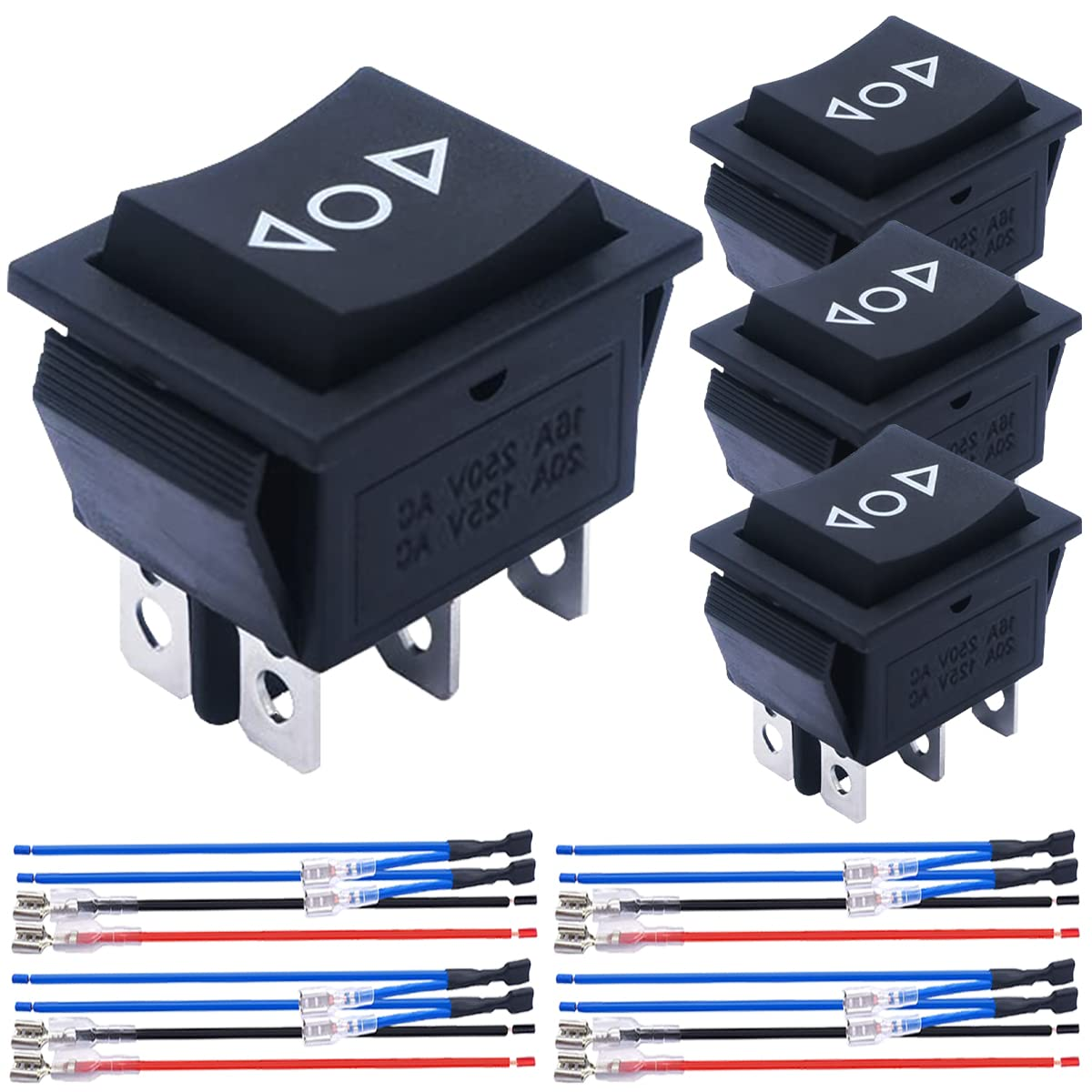 4Pcs Momentary Motor Polarity Reverse Rocker Switch DC 20A 12V DPDT 6 Pin 3