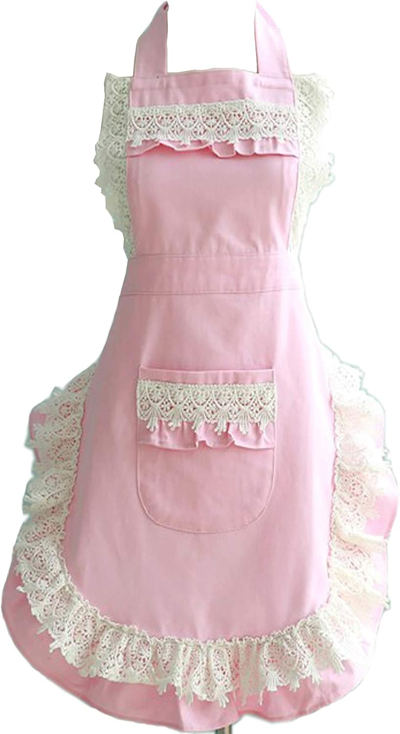 Lovely Home Work Adjustable Apron Cake Kitchen Cooking Women Girls Aprons with Pocket for Gift, Pink