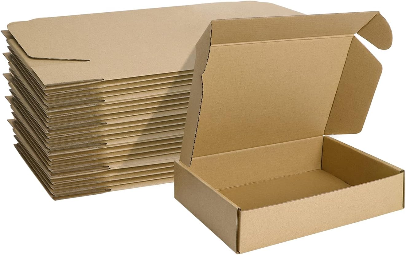9X6X2 Inches Shipping Boxes Pack of 25, Small Corrugated Cardboard Box for Mailing Packing Literature Mailer