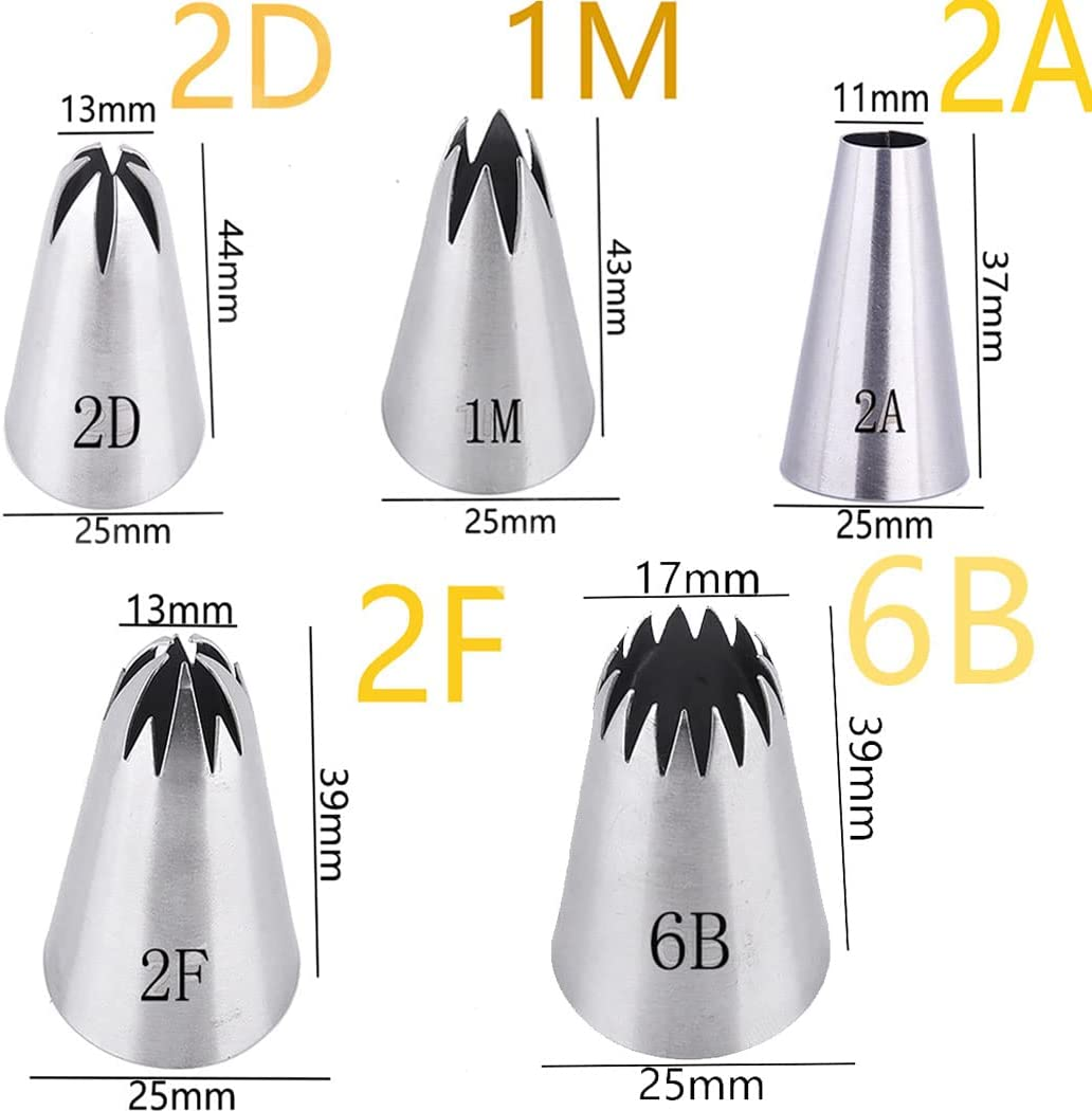 iDopick 5Pcs Large Piping Tips Stainless Steel, Piping Tips Piping Nozzles Ca... - Picture 3 of 13