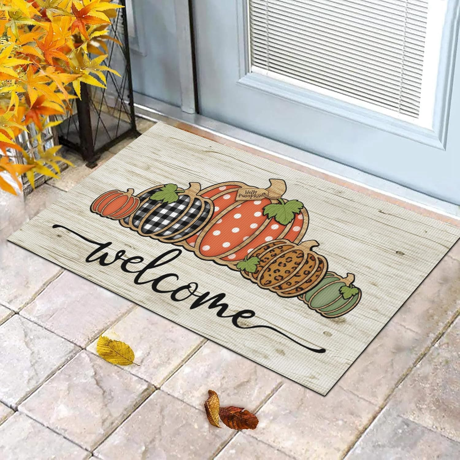 Happy Fall Doormat Pumpkin Welcome Mats Indoor Outdoor Autum Thanksgiving Non Sl