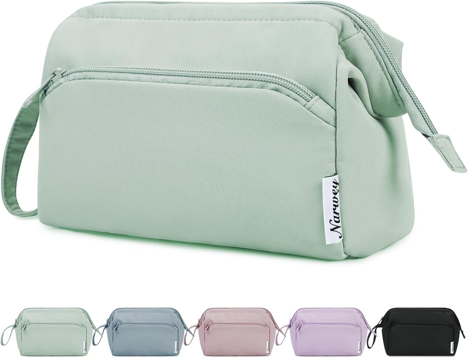 Narwey Wide-Open Makeup Bag Women Girls, Travel Toiletry Bag for Women 