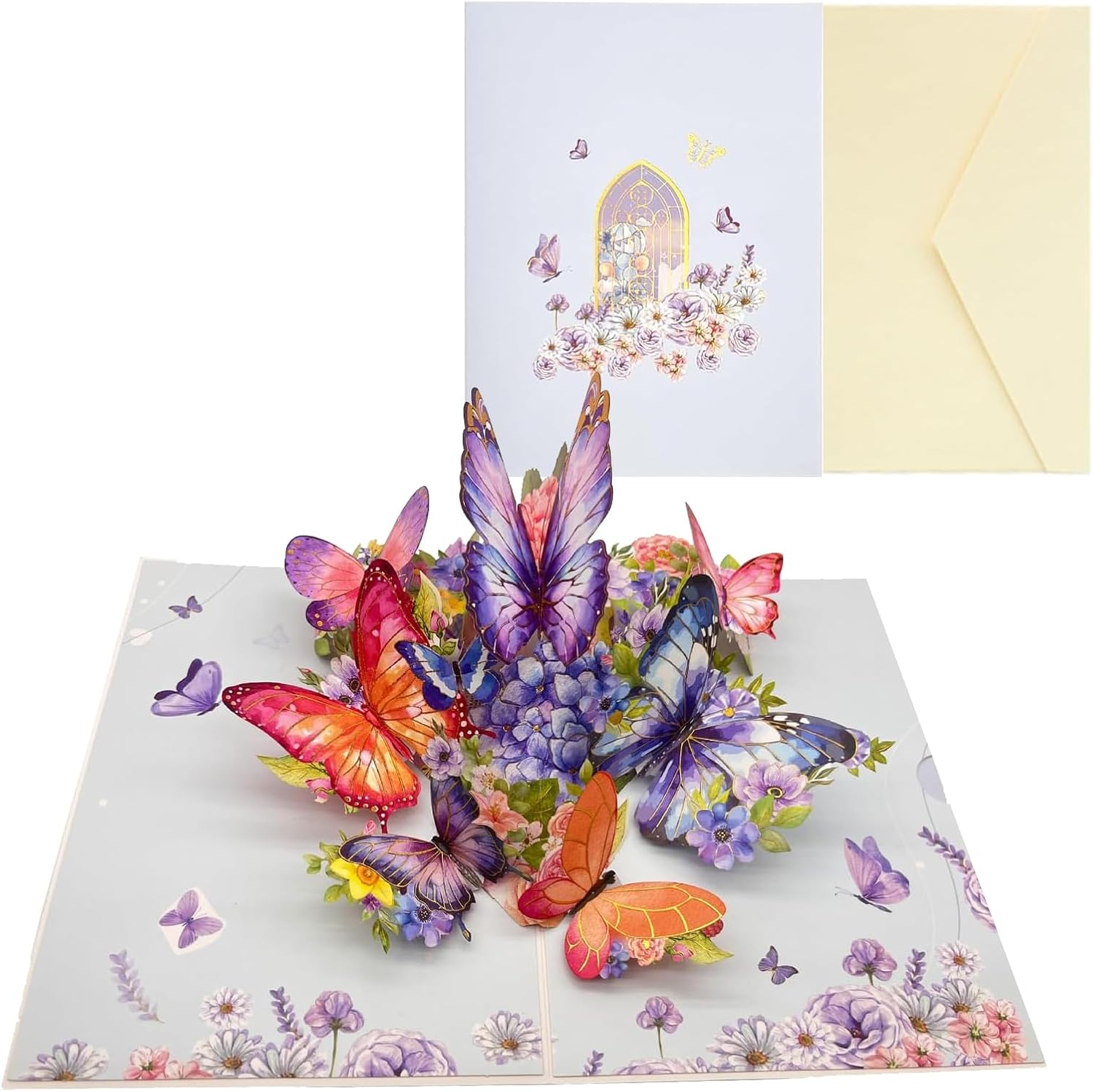 TuoYi 3D Butterfly Pop up Card, Butterfly and Flower 3D Greeting Card with En... - Picture 3 of 13