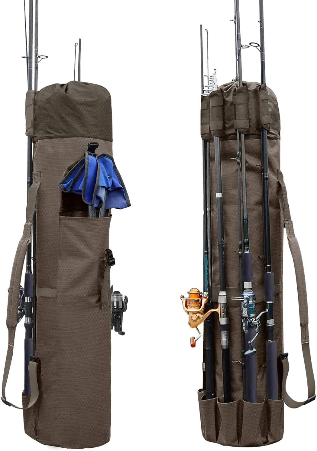 Durable Canvas Fishing Rod & Reel Organizer Bag Travel Carry Case Bag- Holds 5 P Durable Canvas Fishing Rod & Reel Organizer Bag Travel Carry Case Bag- Holds 5 P