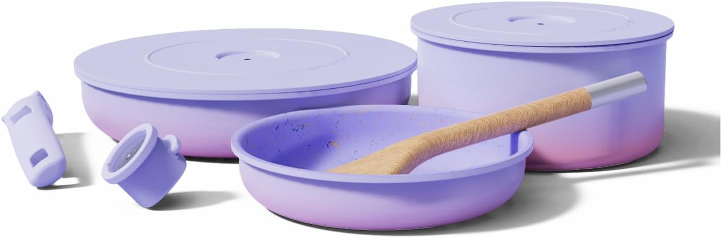 Lavender Ombré Titanium Ceramic Non-Stick Cookware Set - 8 Pcs with Spatula