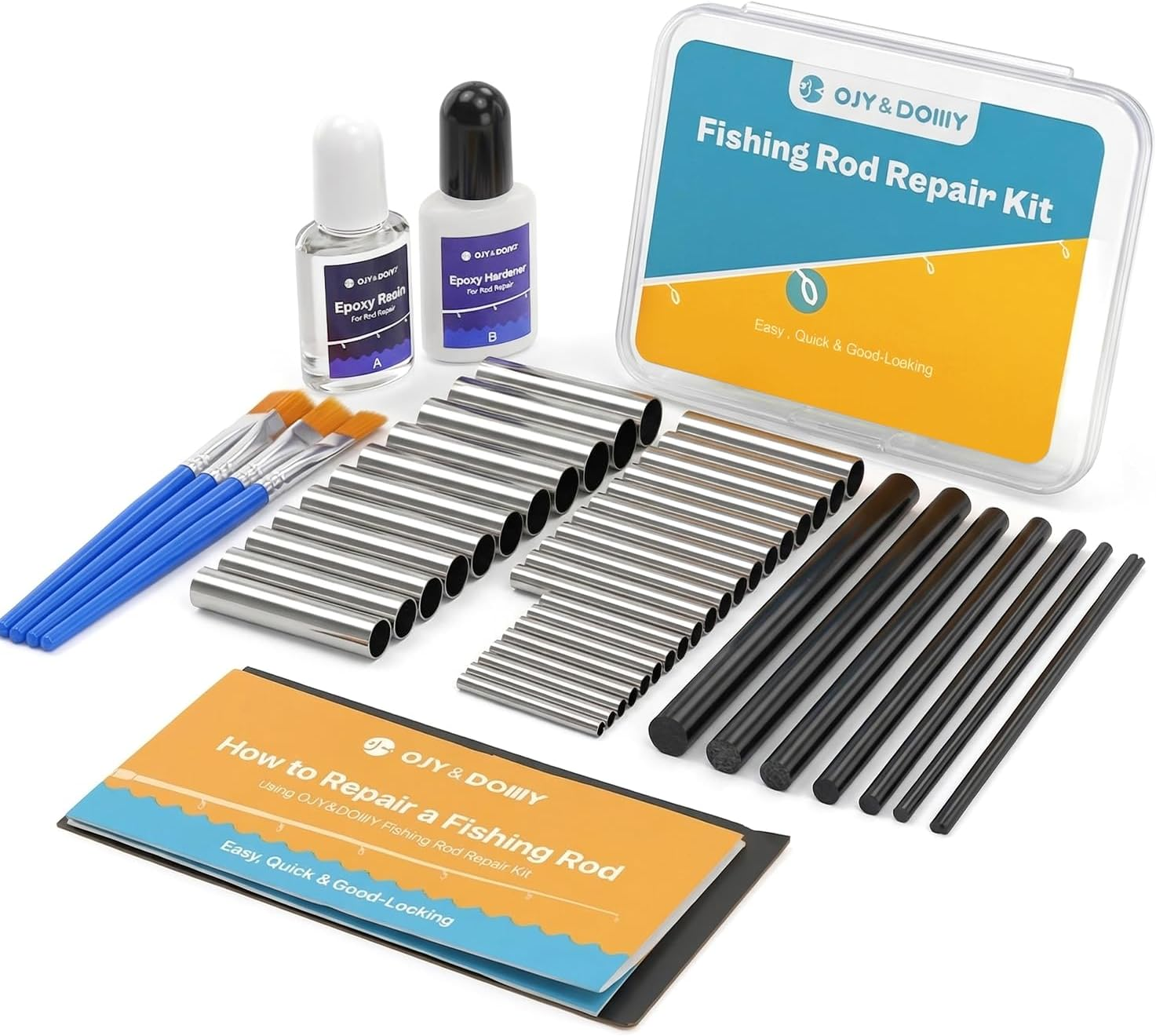 Fishing Rod Repair Kit Complete, Easy&Quick Approach to Repair Broken Fishing Pole with Epoxy Glue