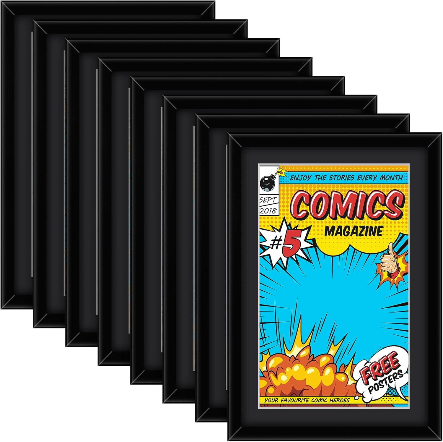 8 Pack Comic Book Frame UV Protection Magazine Picture Display Wall Mount Book Fit Current up to 6 3/4