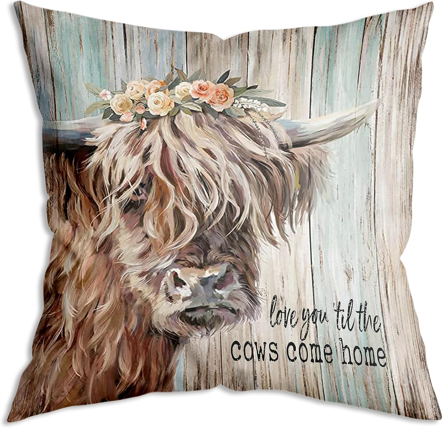Love You Tilthe Cows Come Home Cows Cow Art Farmhouse Throw Pillow Cover Decor Vintage Country Farmhouse Art for Gifts and Home Decor Throw Pillow Cover 18X18 Inch