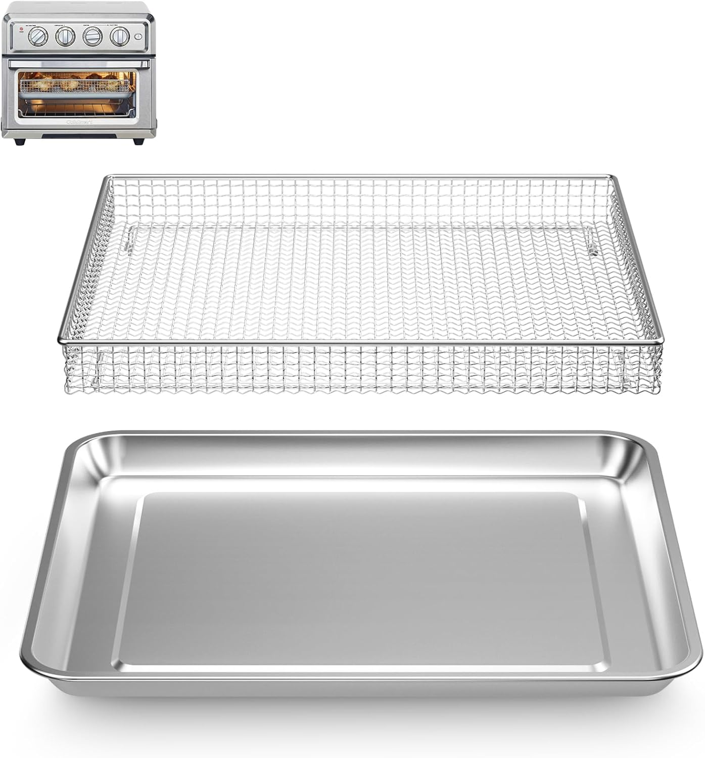 Stainless Steel Baking Tray Pan and Air Fryer Basket Compatible with Cuisinart A