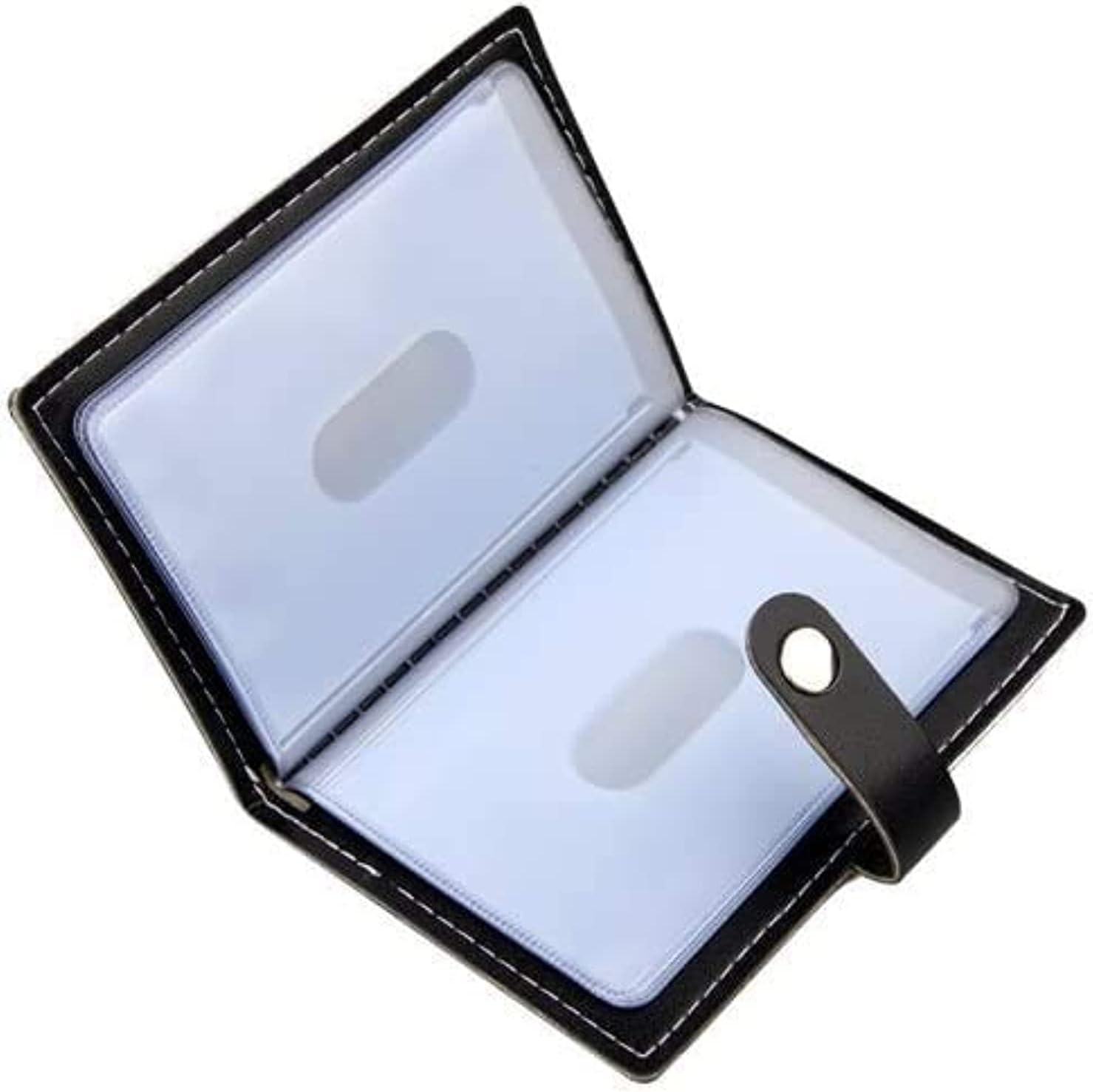 credit card holder, credit card wallet for women/man soft leather business card holder card case organizer bag with 20 card sleeves inside(Black)