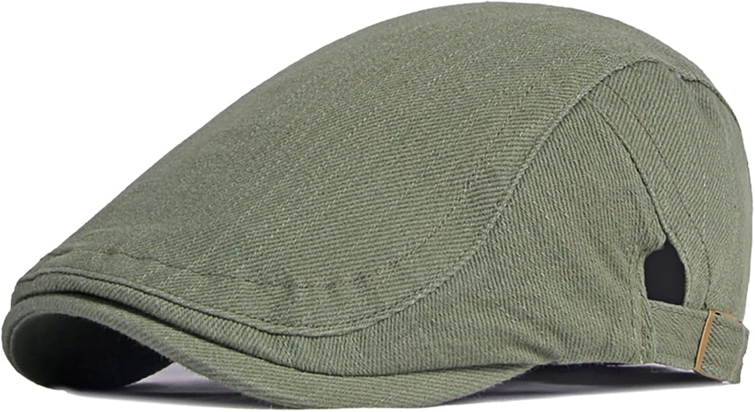 Men's Newsboy Flat Cap 100% Cotton Gatsby Ivy Golf Cabbie Hat 7 5/8 Army Green