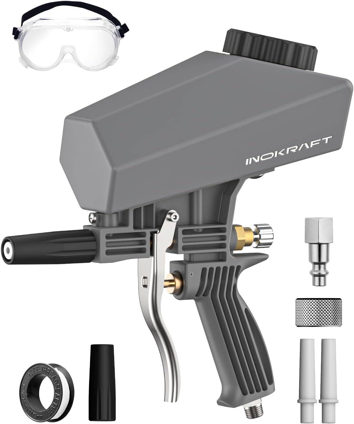 Leak-Proof Portable Sand Blaster Gun Kit for 60-120 PSI Air Compressor, Mini Sandblaster for Rust & Paint Removal, Compatible with Aluminum Oxide, Sand & Soda, Perfect for Small Project