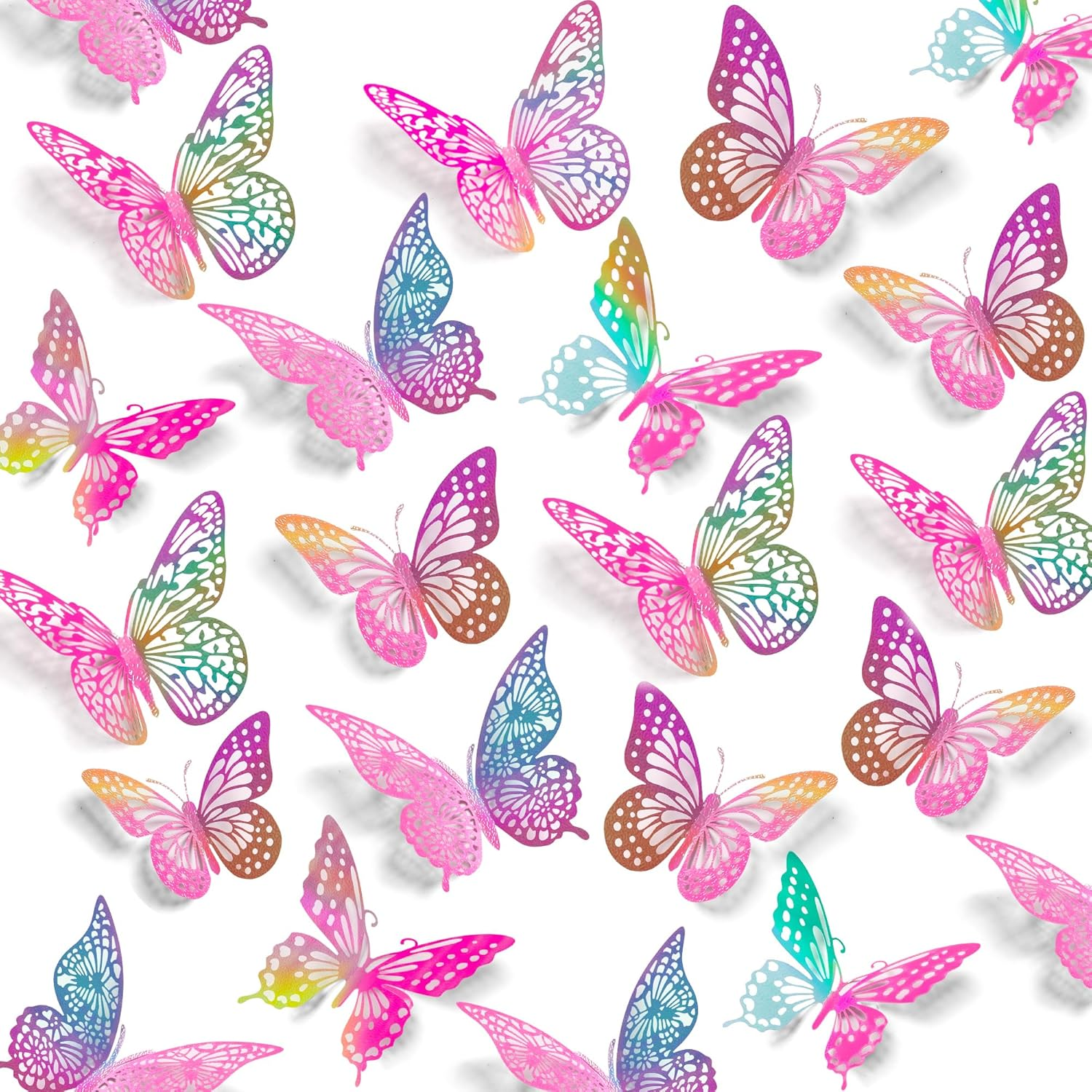 SAOROPEB 3D Butterfly Wall Decor, 48 Pcs 4 Styles 3 Sizes, Removable Metallic 