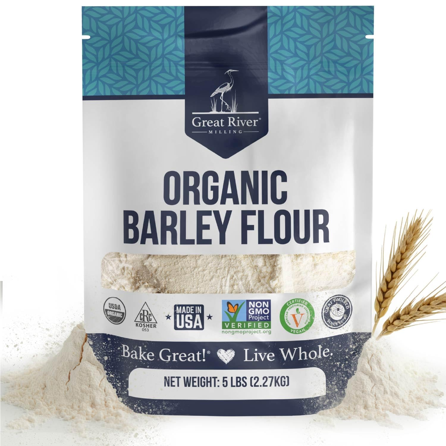 Organic Barley Flour | Unbleached, Unbromated, Non-Gmo, Kosher | High Fiber, Nutty Flavor Perfect for Breads, Pancakes, & More | 5 Lb