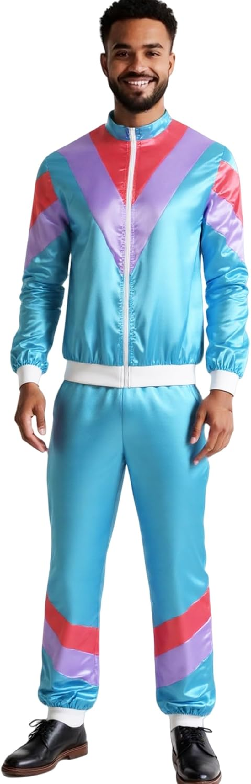 COSOUKE 70s 80s Retro Costume Men Women Shell Suit Halloween Disco Costumes f... - Picture 6 of 16