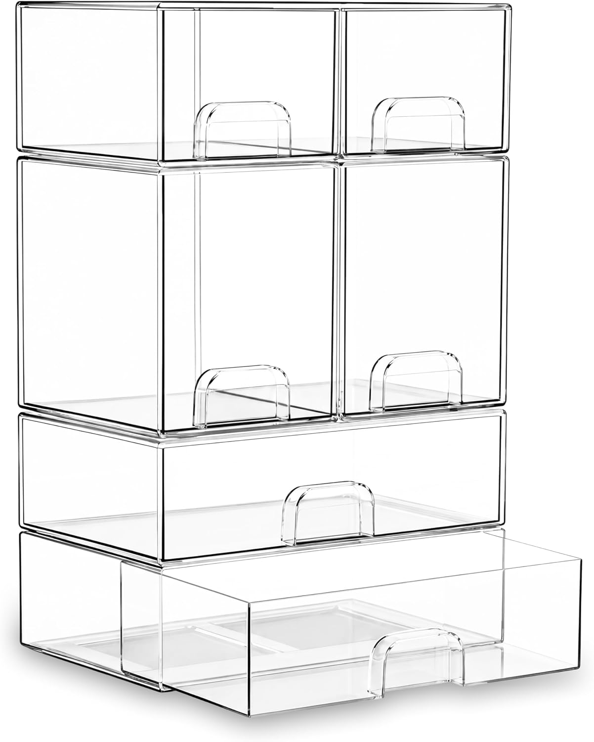 Stackable Storage Drawer Organizers Set of 6 for Bathroom Organizer Storage