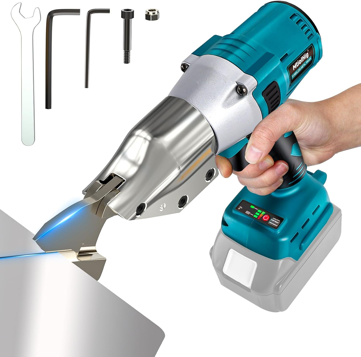 Cordless Sheet Metal Cutter: Sheet Metal Nibbler for Makita 18V Battery (No Battery) - 221 Ft-Lbs Torque Metal Shears - Cuts 18GA Material for Steel, Leather & Carpet - with 360 Degree Pivoting Head