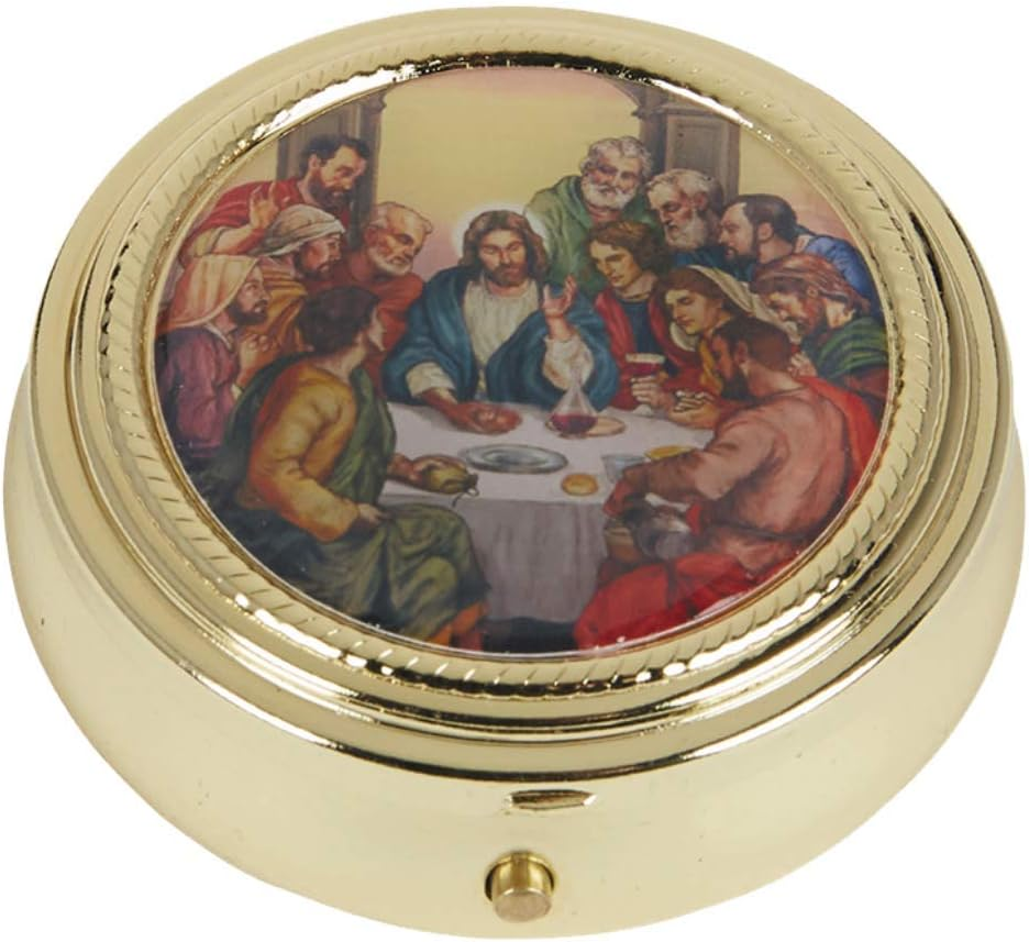 Gold Toned Catholic Communion Chalice Eucharist Host Carrier Travelling Pyx