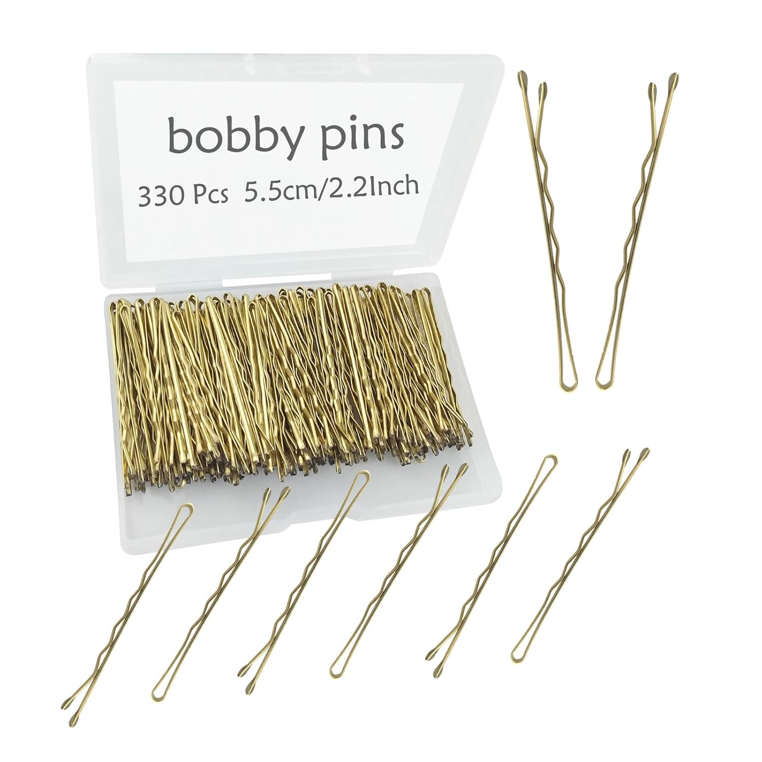 330 PCS 2.2Inch Blonde Bobby Pins for Women Girls, Super Grip Gold Hair Clips with Box, Reusable Non Slip Hair Pins, Suitable for All Hair Types