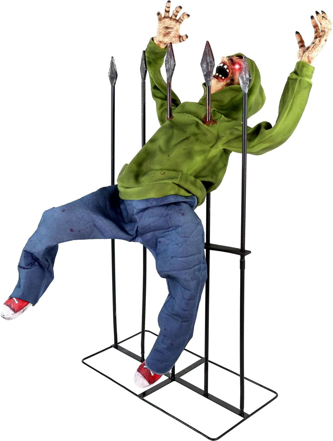 Haunted Hill Farm 4.4-Ft. Animatronic Impaled Zombie Voice-Activated