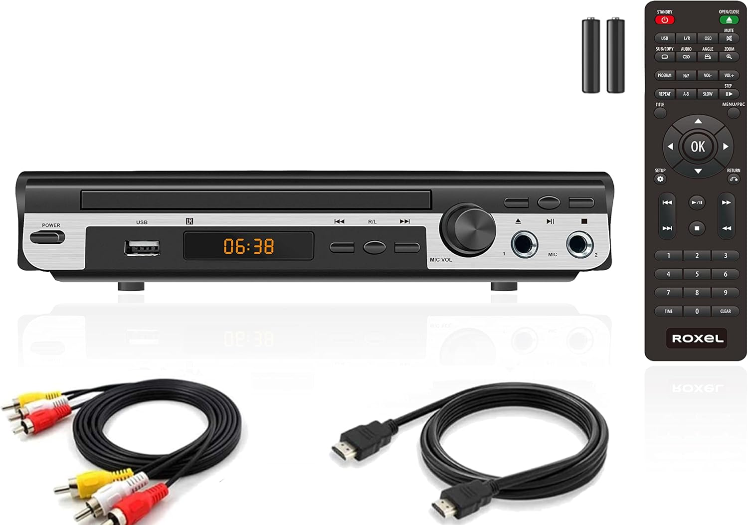 Roxel RDP-S700 Region Free Full HD DVD Player 1080P for TV, Comes with Remote, HDMI & AV Cable, USB & Karaoke Function, Multi Region