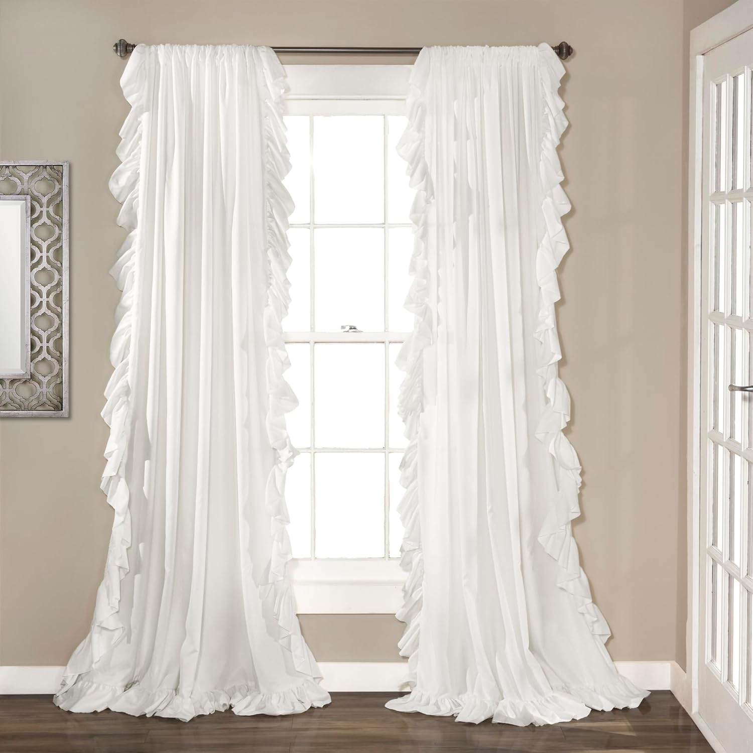 Reyna Ruffle Window Curtain Panel Set, Pair, 54