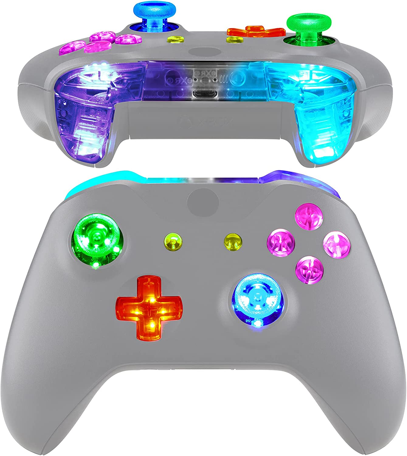 eXtremeRate Multi-Colors Luminated Bumpers Triggers Dpad Thumbsticks Start Ba... - Picture 2 of 14
