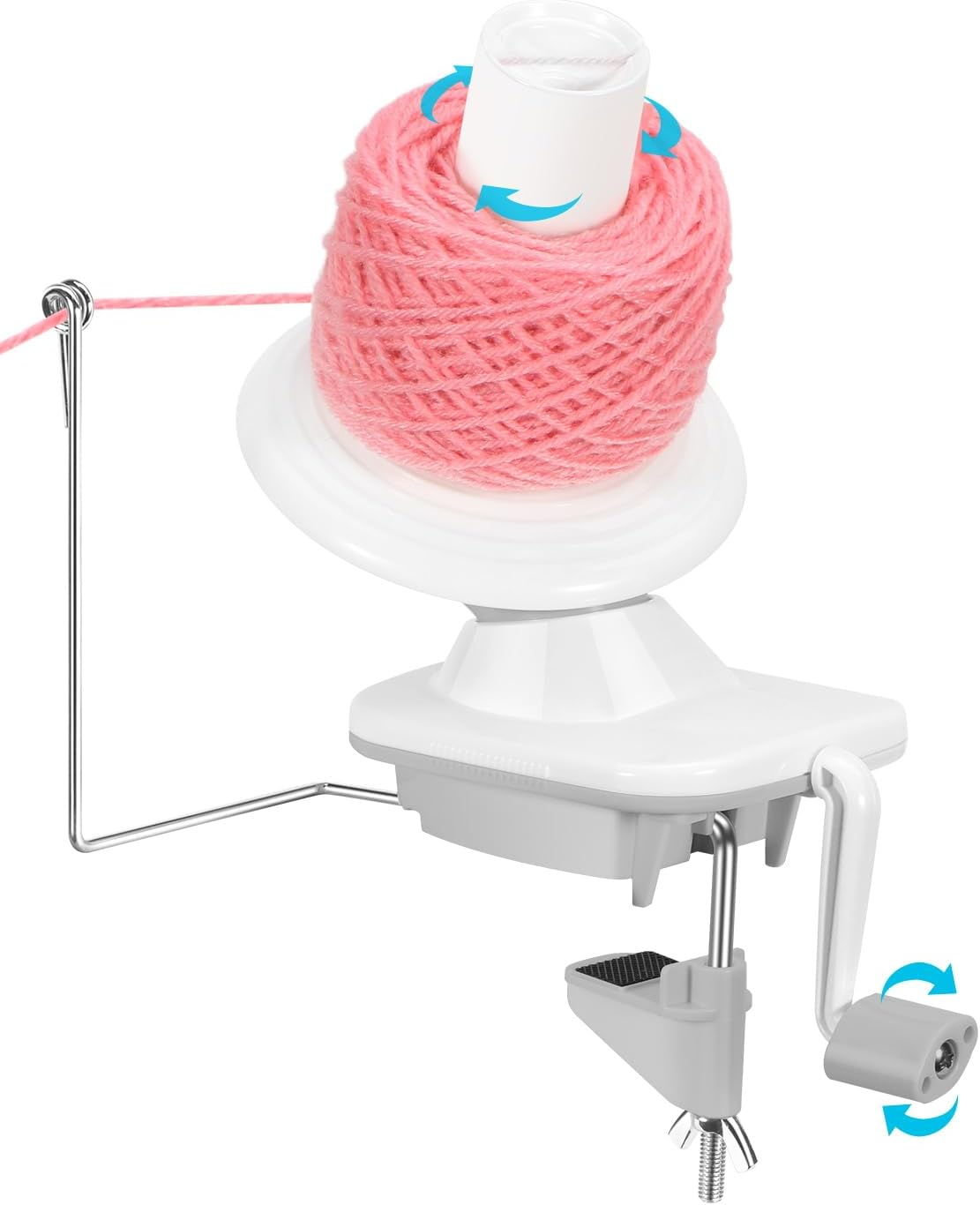 Light-Grey Yarn Winder for Crocheting - Hand-Cranked Yarn Ball Winder - Neat Yarn Cake Winder - Yarn Spinner Roller - Crochet and Knitting Accessories