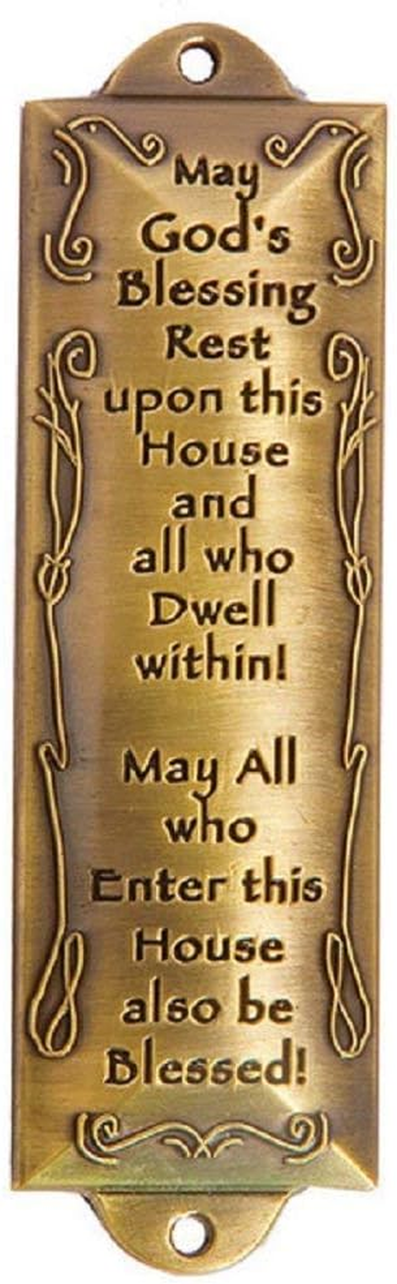 Brass Mezuzah Bless This House with Hebrew Scroll 5