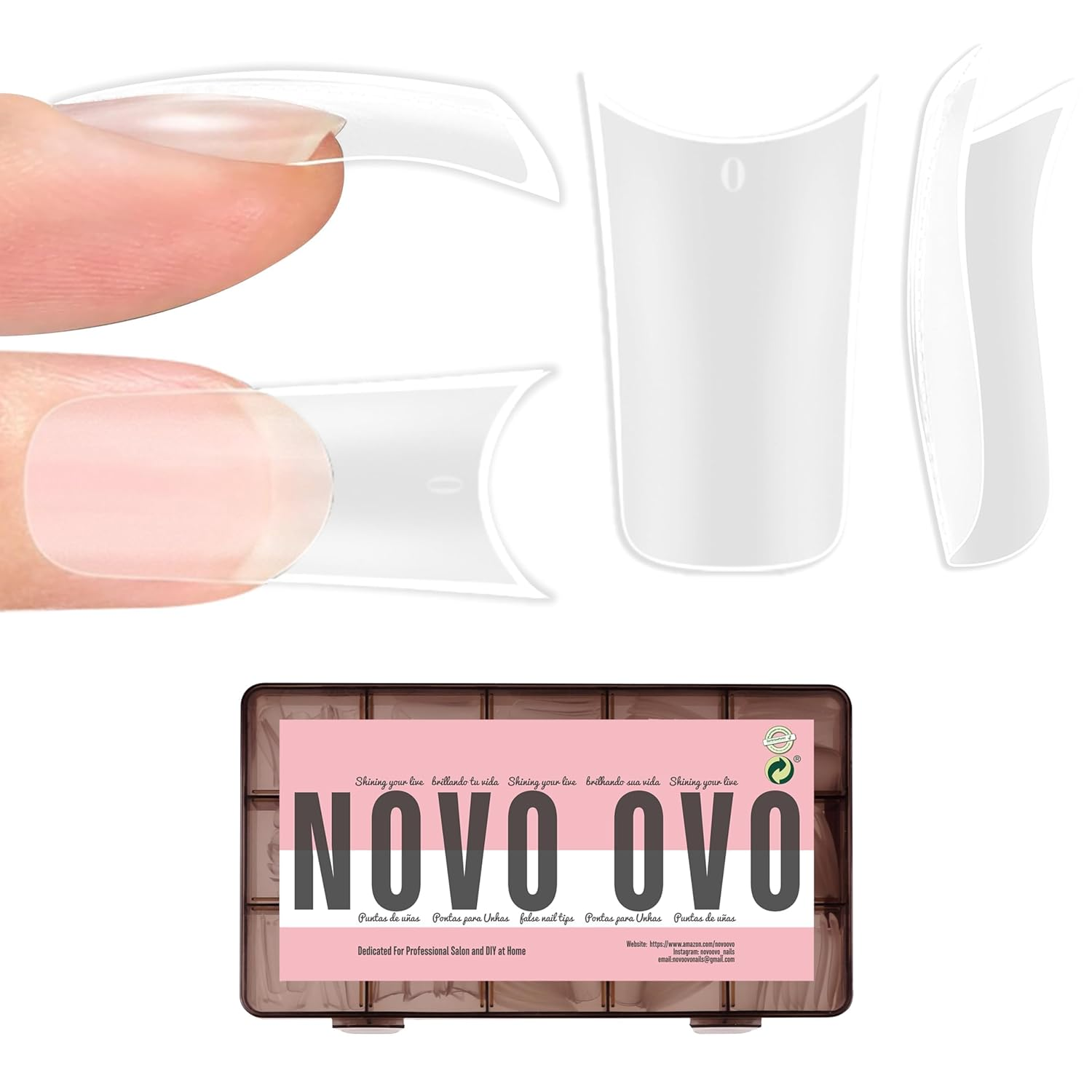 Halloween Extra Thick Duck Feet Nail Tips Full Cover for Press on Acrylic with Moon Curve, Medim Long Clear Pre-Etched Matte Flare Wide French Soft Gel False Nail Extension X 15 Sizes 150 Pcs