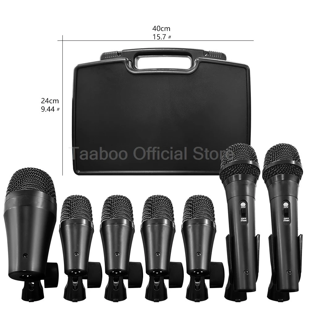 Multi Microphone Kits Professional Drum Jazz Dynamic Mic Sound Recording Wired Microphone Set for Stage Bar Band Performance