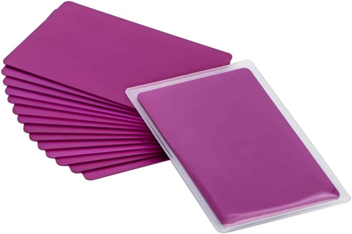 Thick Purple Aluminum Metal Business Cards Anodized Aluminum 86 X 54 X 0.8Mm 15 Pcs Include Protector Sleeves(Frosted)