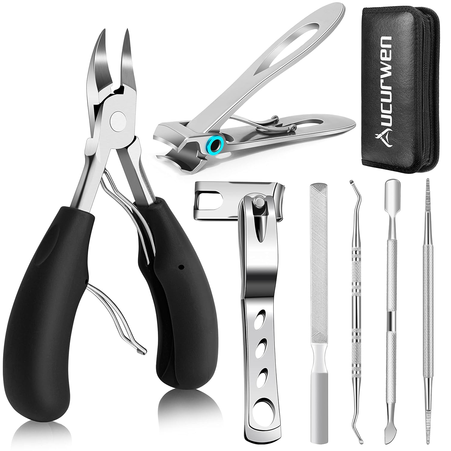 Toenail Clippers for Seniors Thick Toenails,  Heavy Duty Toe Nail Clippers Adult Thick Nails Long Handle, Large Toenail Clippers for Thick Nails 7Pcs