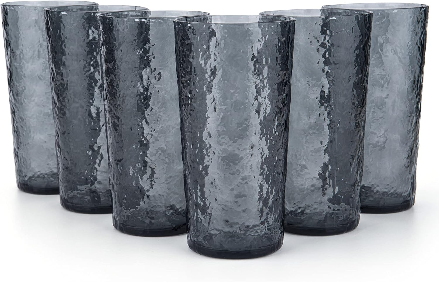 KX-WARE 18-Ounce Acrylic Highball Glasses Plastic Tumbler, Set of 6 Smoke Gray