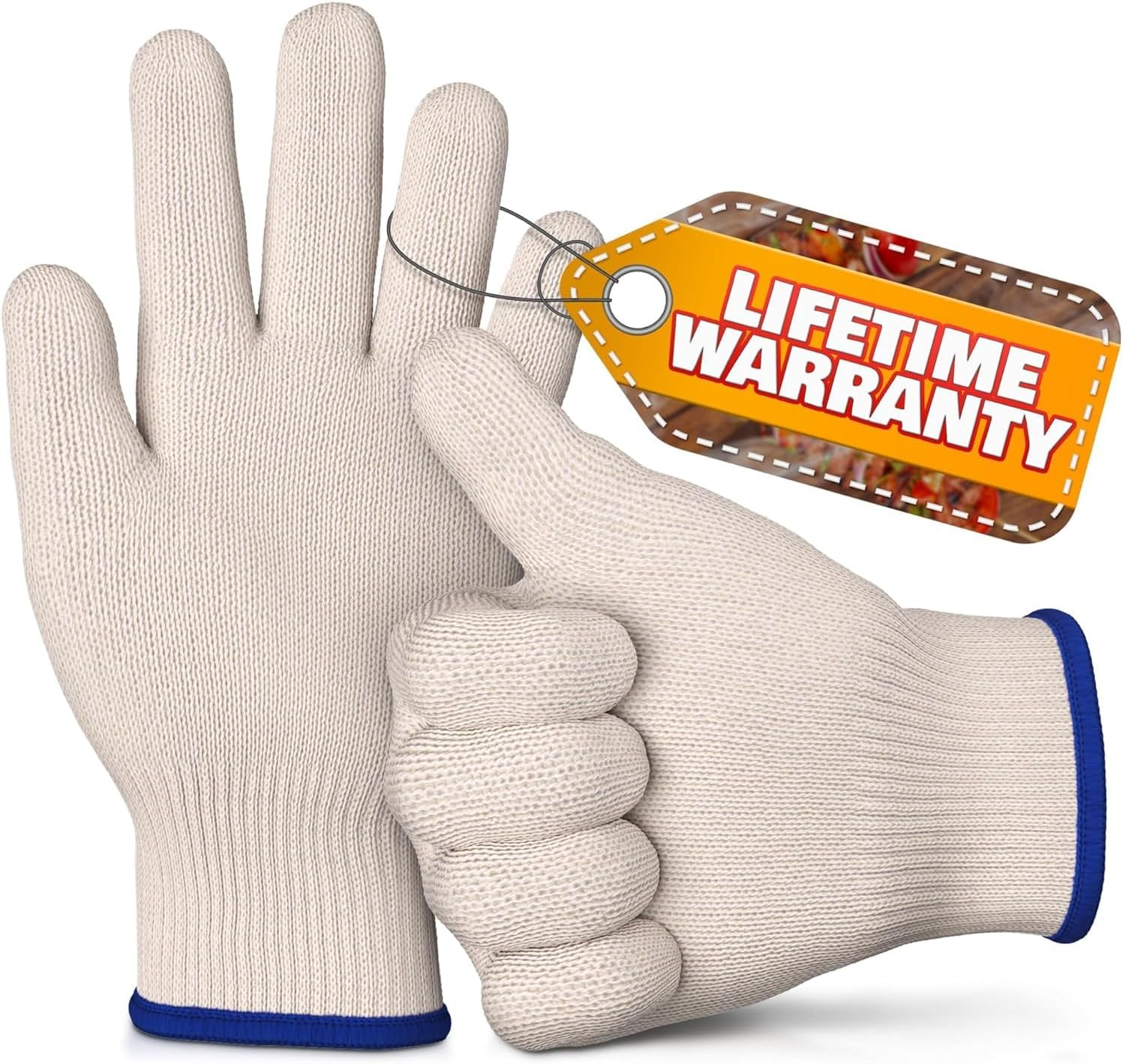 Heat Resistant Gloves for Cooking & Grilling – Aramid Oven Mitts Gloves with Fingers, Thick Knit Design, Withstands up to 932°F – Ensures Hand Protection and Secure Grip for Baking, Fryer, and BBQ