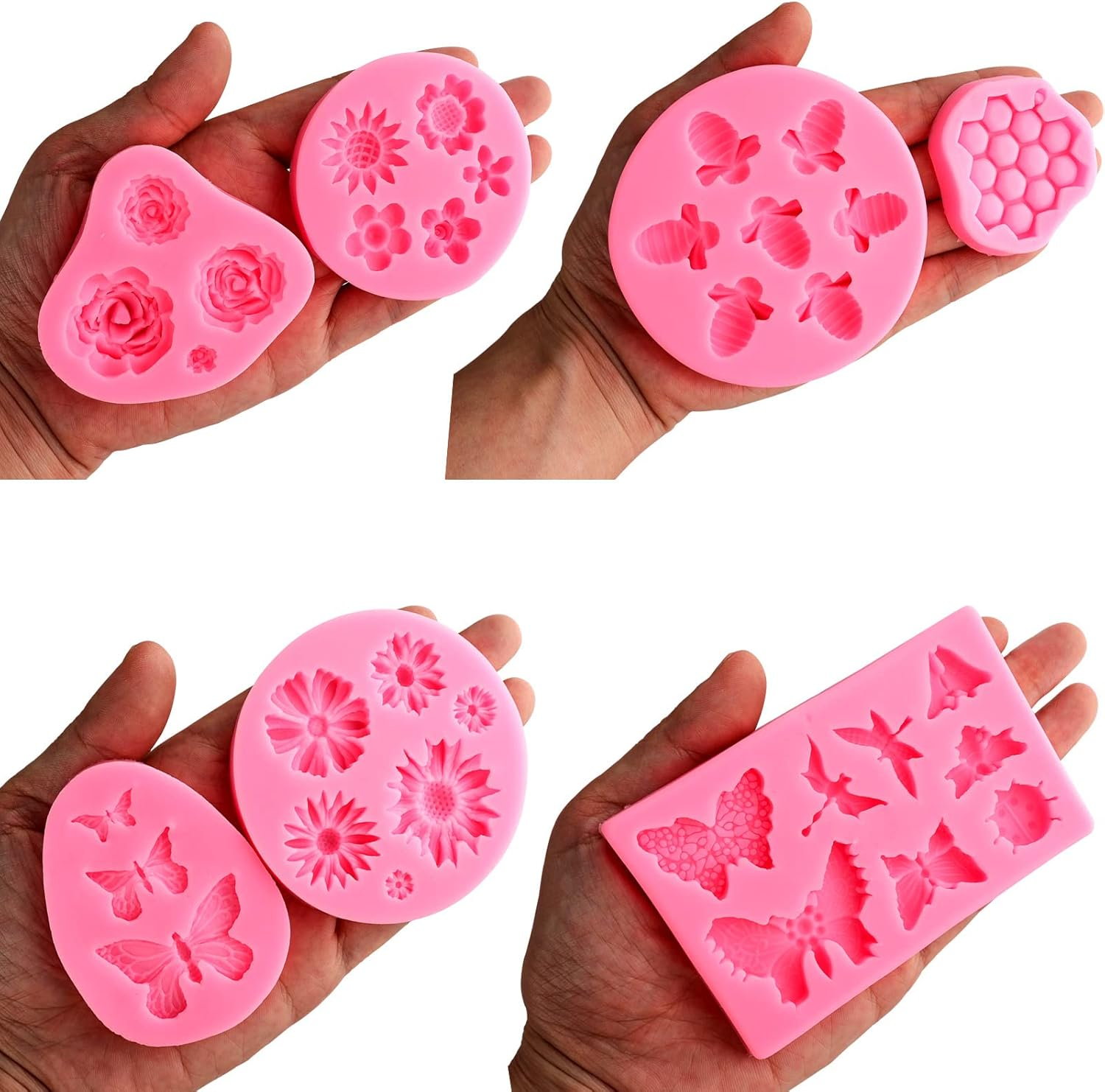 Silicone Mold Flower 8pcs Chocolate Fondant Polymer Clay Candy Gummy Mold,Ros... - Picture 4 of 14