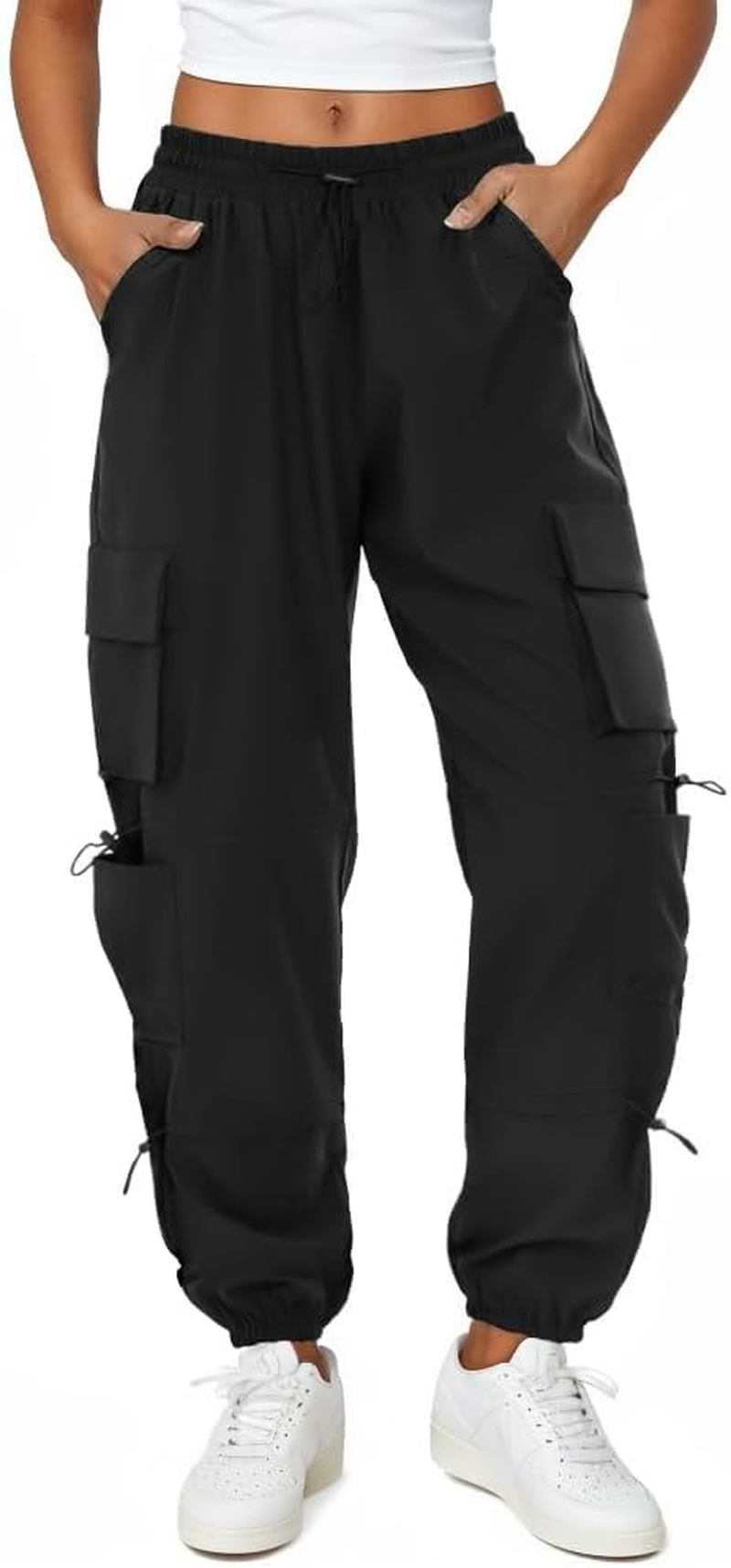 Women’s Parachute Cargo Pants, Quick Dry, Lightweight, Water-Resistant Joggers