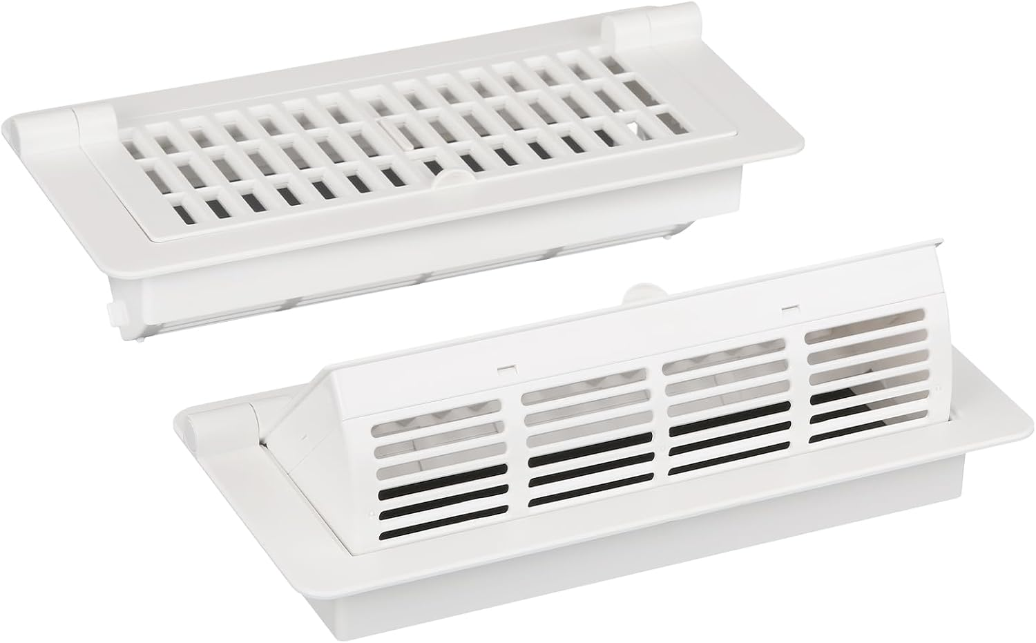 2-In-1 Vent Deflector & Floor Vent Covers, Floor Register 4X10, 2 Pack Adjustable Heat Air Vent Deflectors, Vent Covers for Home Floor, Office, Ceiling, Tool-Free Installation (White)