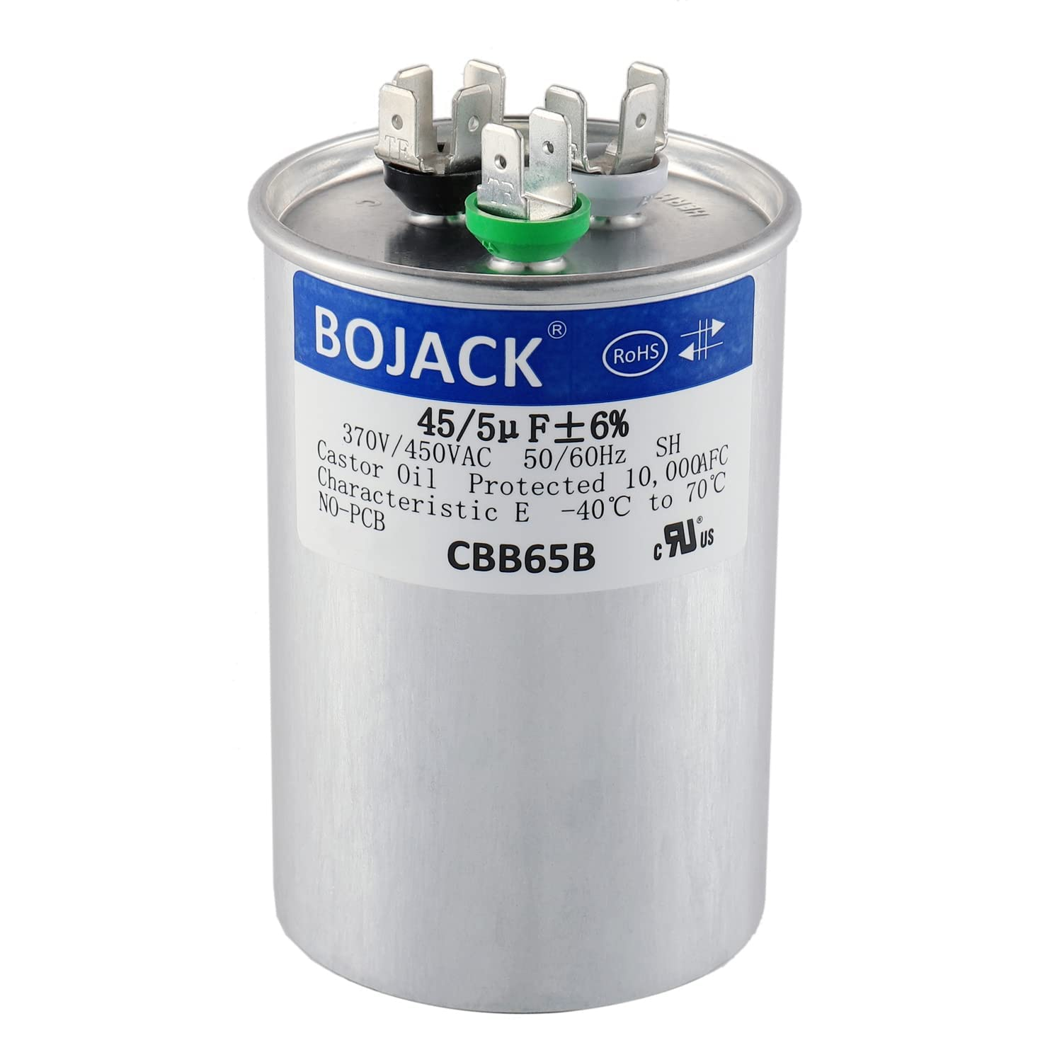 45+5 uF 45/5 MFD ±6% 370V/440VAC CBB65 Dual Run Circular Start Capacitor for AC Motor Run or Fan Start or Condenser Straight