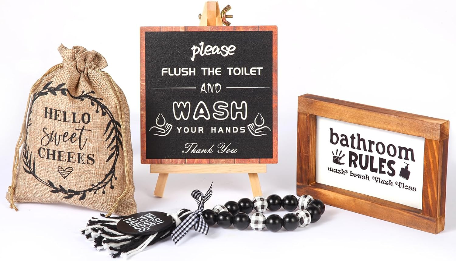 5 Pieces Funny Bathroom Signs Decor, the Perfect Mini Decorative Accent for the Guest Bathroom Rustic Wooden Rules Decor for Your Restroom Shelf. Humor Toilet Box Plaque for Decoration.