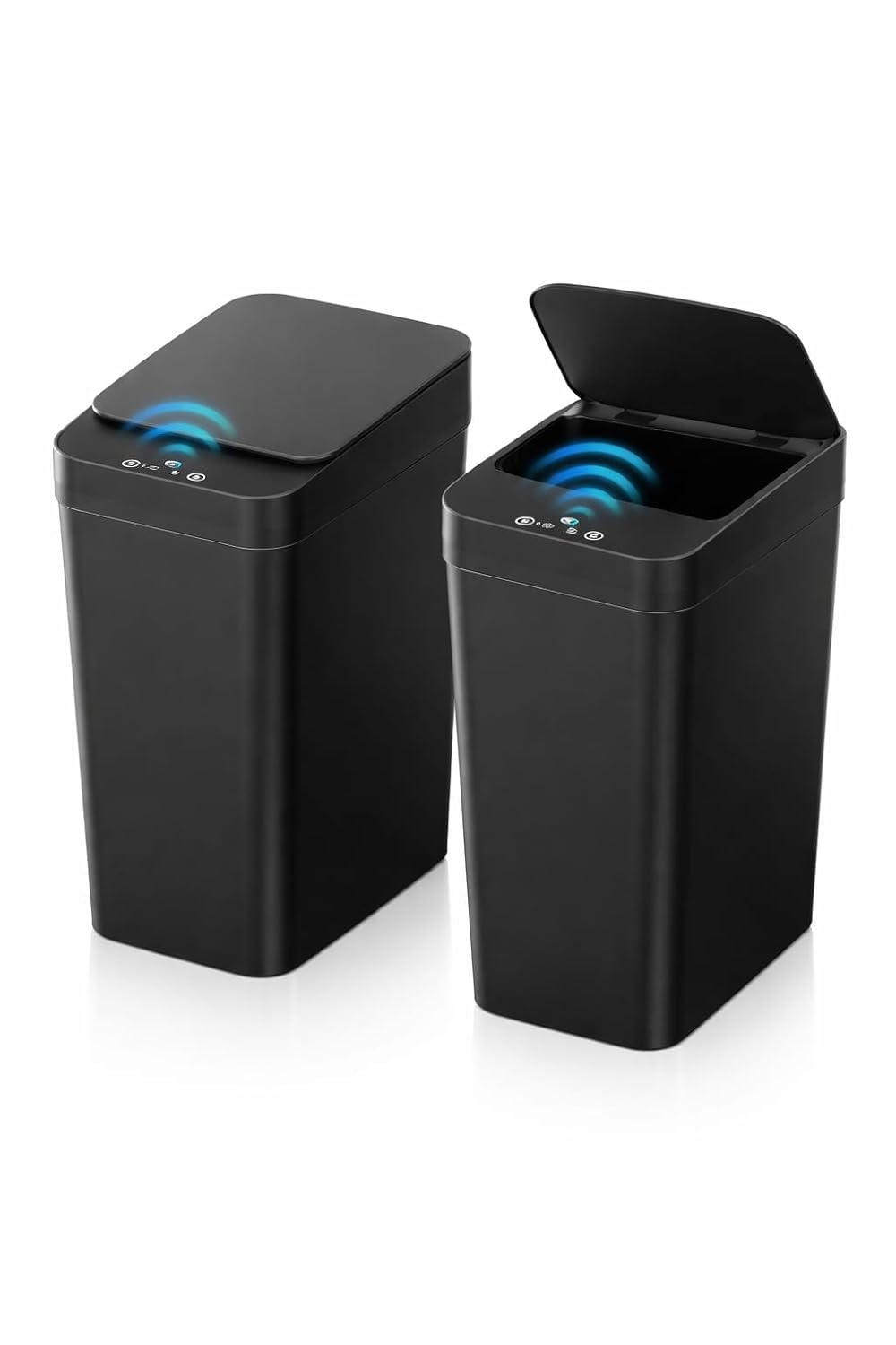 12L Kitchen Bin Smart Sensor 2 Pack, Motion Sensor & Touch Control, AA Battery Powered, Silent Close, Slim Black Garbage Bins  Kitchen Bathroom Bedroom
