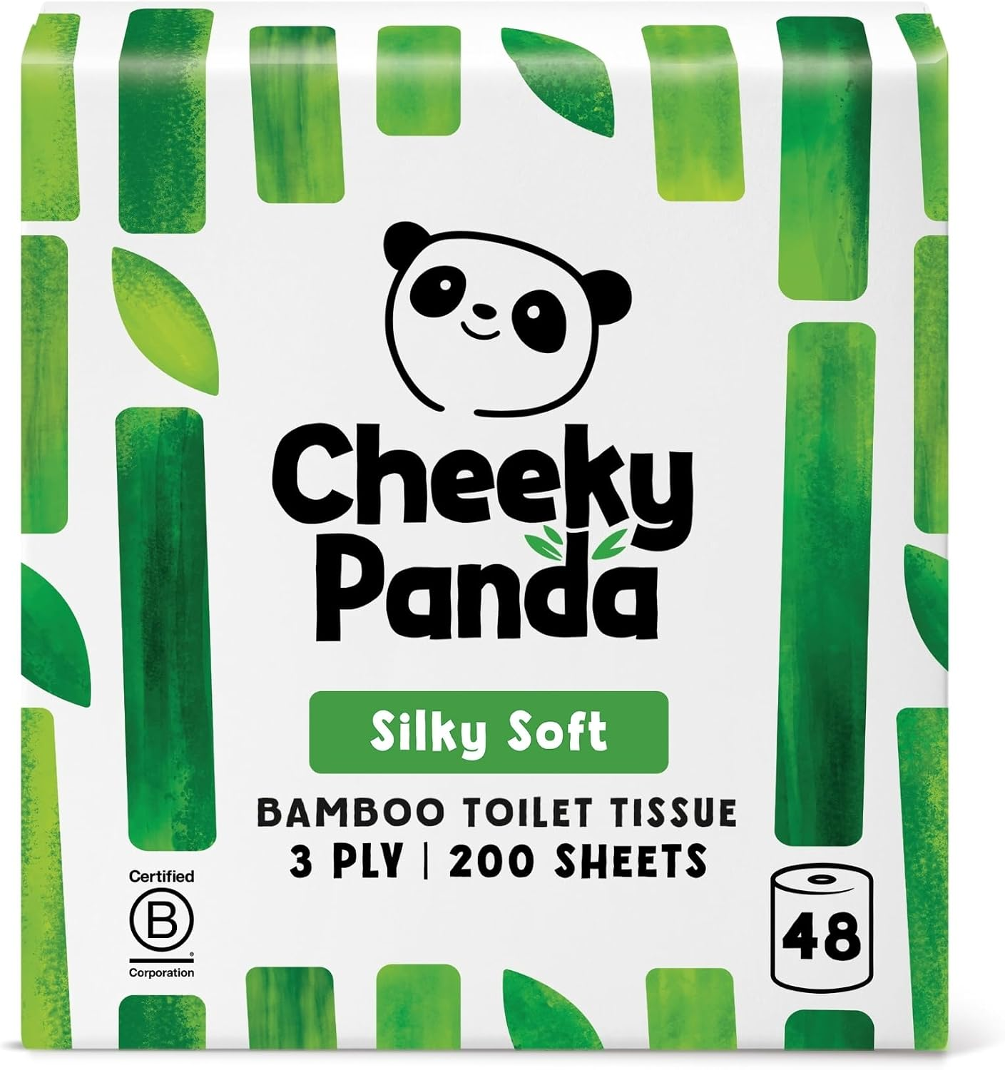 The Cheeky Panda Bamboo Toilet Rolls Bulk Buy – 48 Rolls of 3 Ply Toilet Paper | Plastic Free Packaging and Sustainable Tissue Paper | Compostable Loo Roll