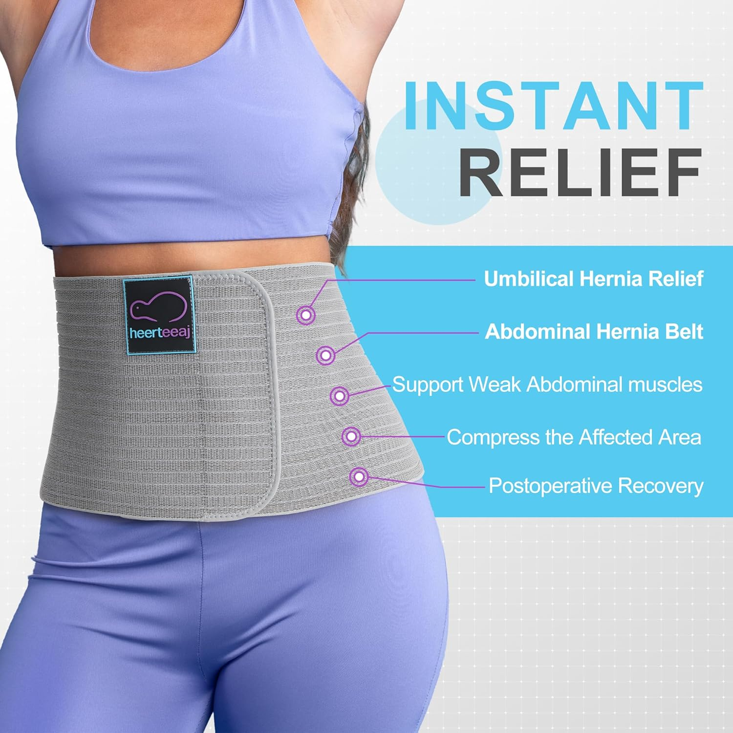 HEERTEEAJ Umbilical Hernia Belt - For Men and Women – Abdominal Hernia Binder... - Picture 3 of 13