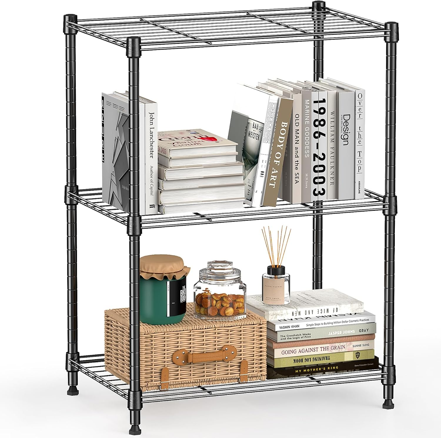 450 Lbs Steel Storage Shelving 3-Tier Utility Shelving Unit Steel Organizer Wire Rack for Home,Kitchen,Office (11.8