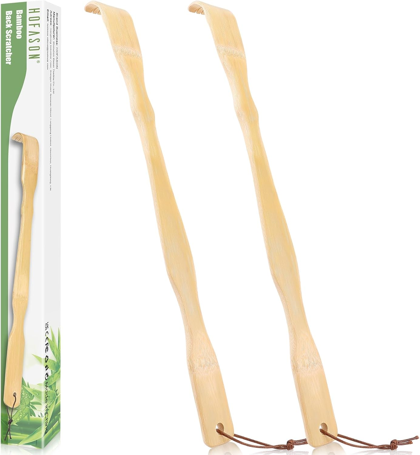 2 Pack Wooden Bamboo Back Scratcher for Adults Men Women, Small Funny Gifts for Elderly Men Women, Christmas Stocking Stuffers, 16.5 Inch Long Handle Back Scratchers Easter Basket Stuffers